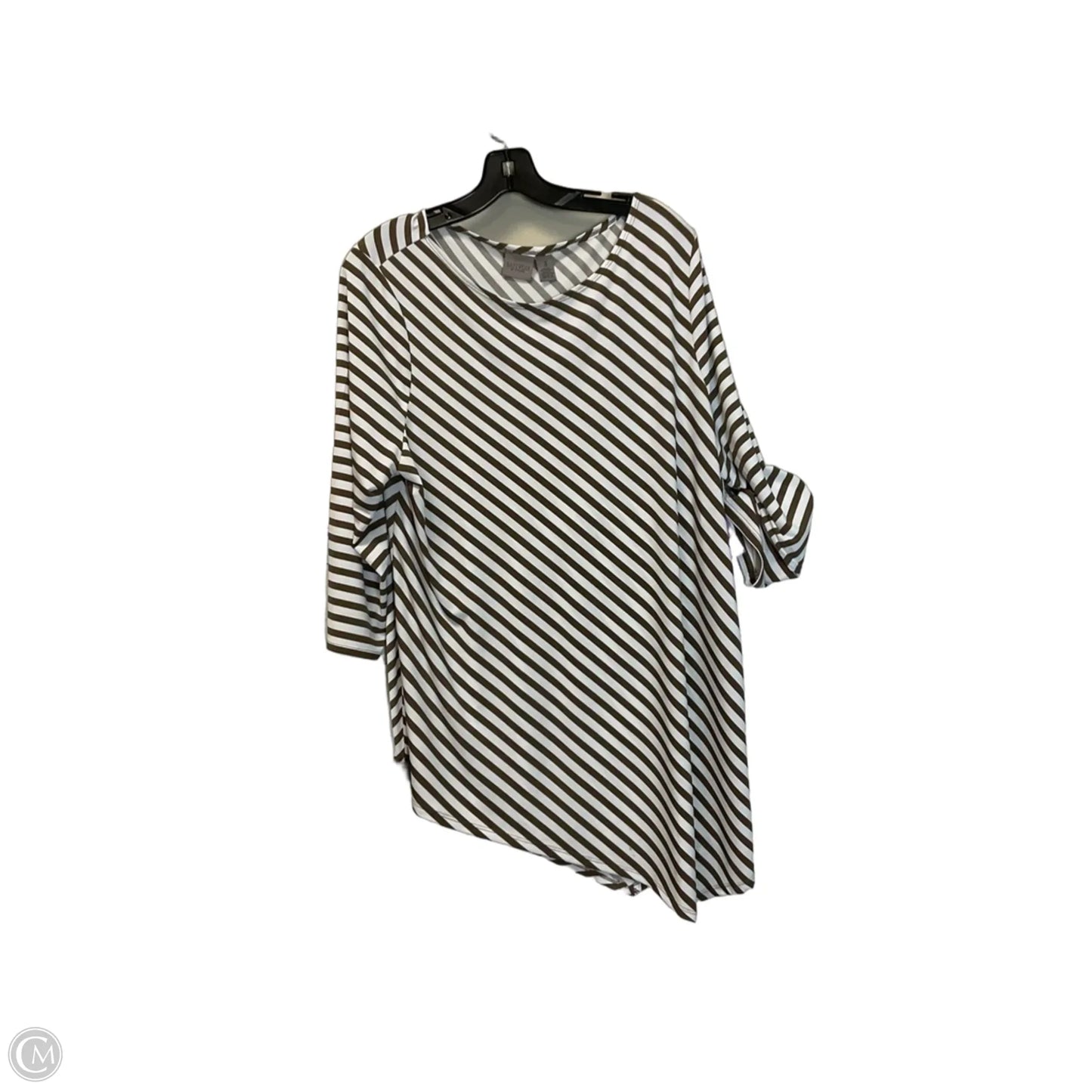 Top 3/4 Sleeve By Easywear By Chicos In Striped Pattern, Size: 3x