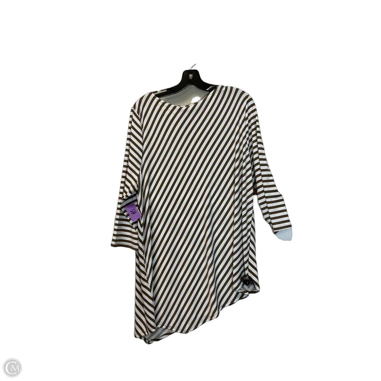 Top 3/4 Sleeve By Easywear By Chicos In Striped Pattern, Size: 3x