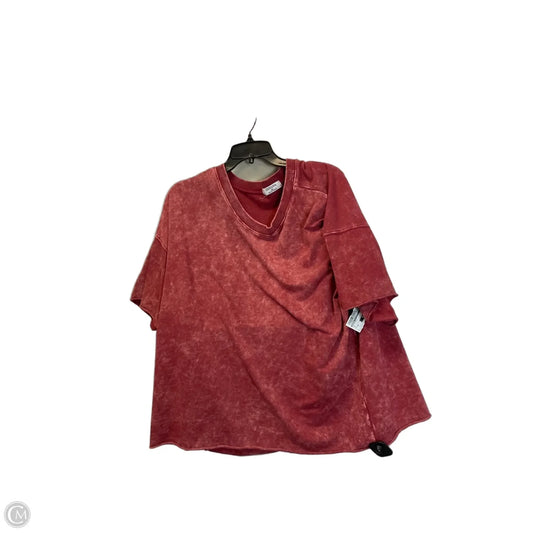 Top Short Sleeve Basic By Zenana In Red, Size: 1x