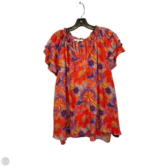 Top Short Sleeve By Rose And Olive In Orange & Purple, Size: 1x