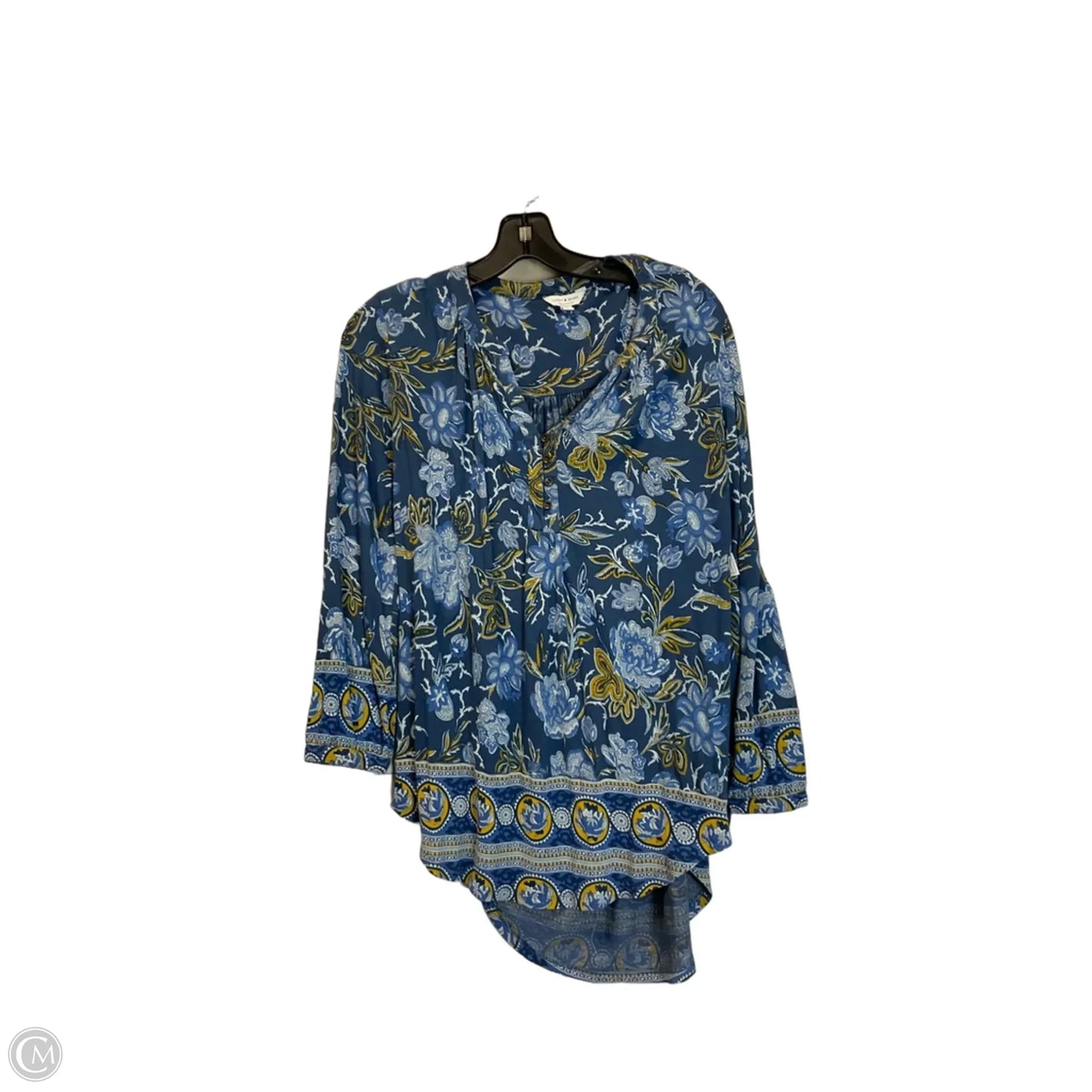 Top Long Sleeve Basic By Lucky Brand In Blue, Size: L