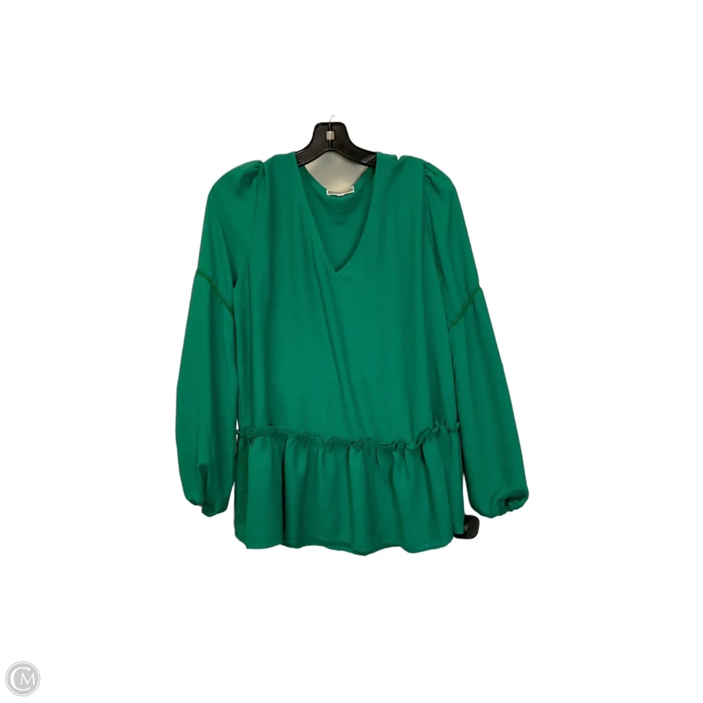 Top Long Sleeve By Pleione In Green, Size: L