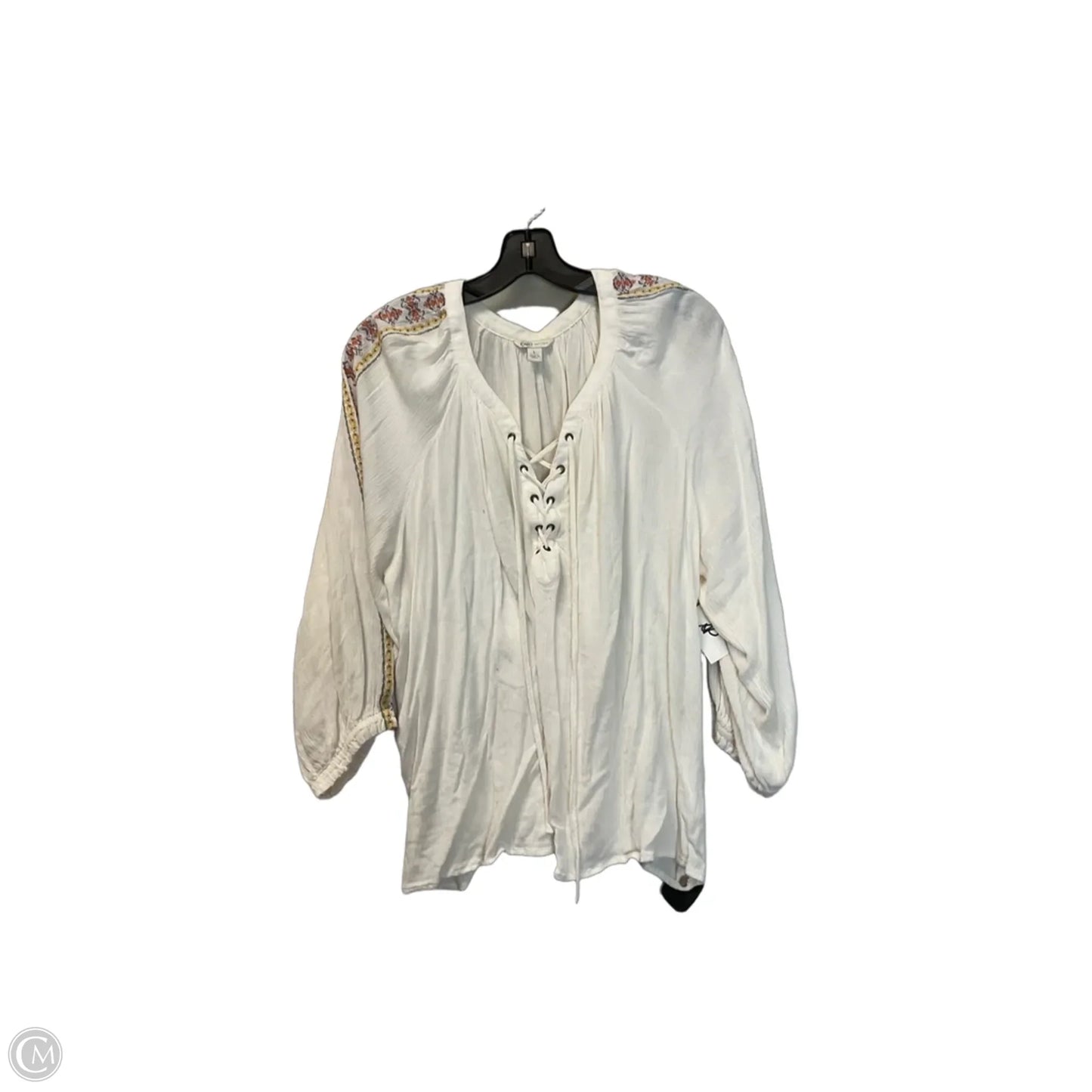 Top Long Sleeve By Cato In Cream, Size: L