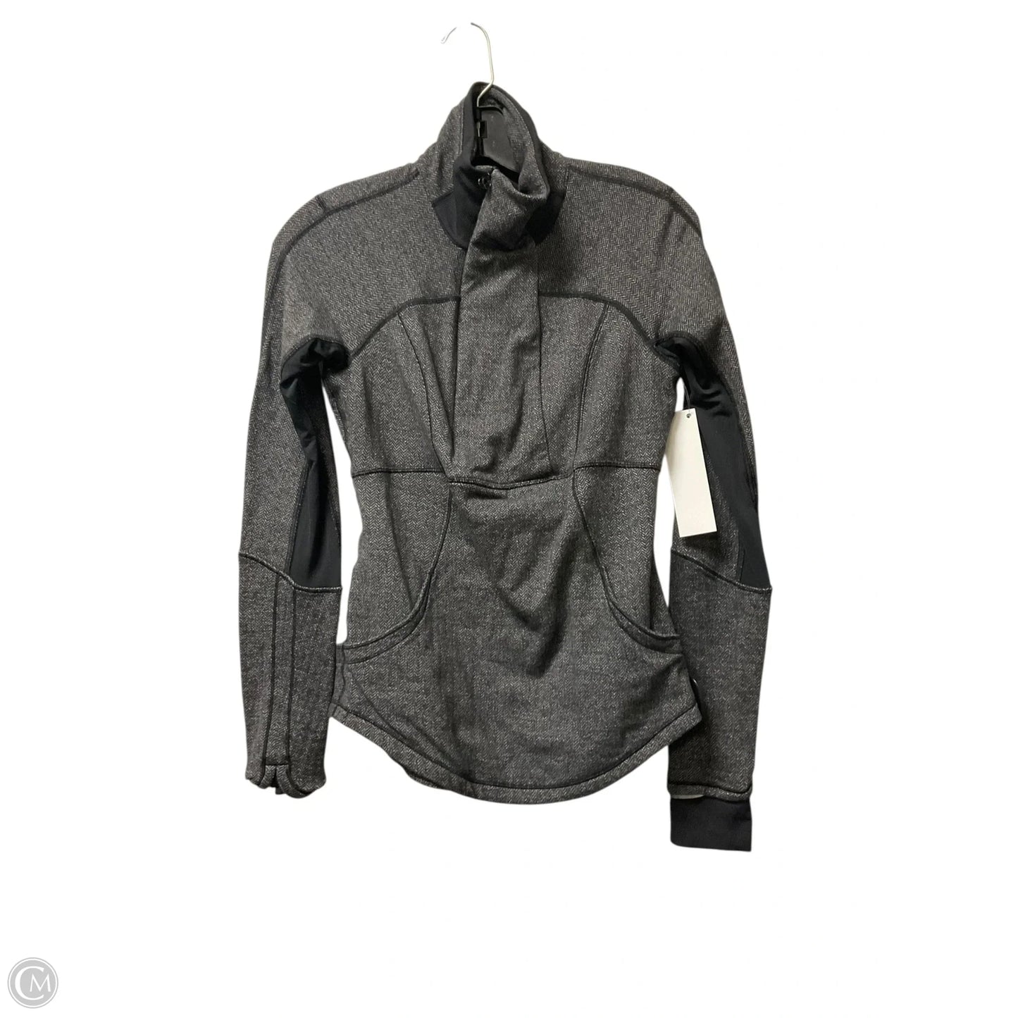Athletic Top Long Sleeve Collar By Lululemon In Grey, Size: Xs