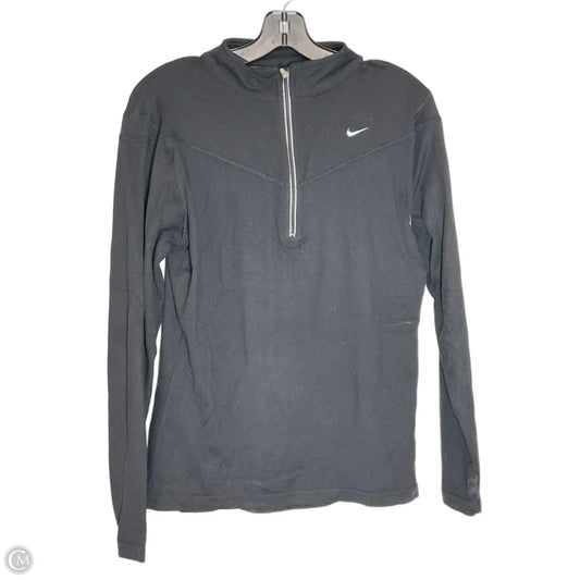 Athletic Top Long Sleeve Collar By Nike In Black, Size: L