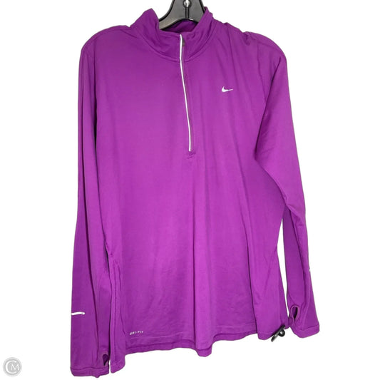 Athletic Top Long Sleeve Collar By Nike In Purple, Size: Xl