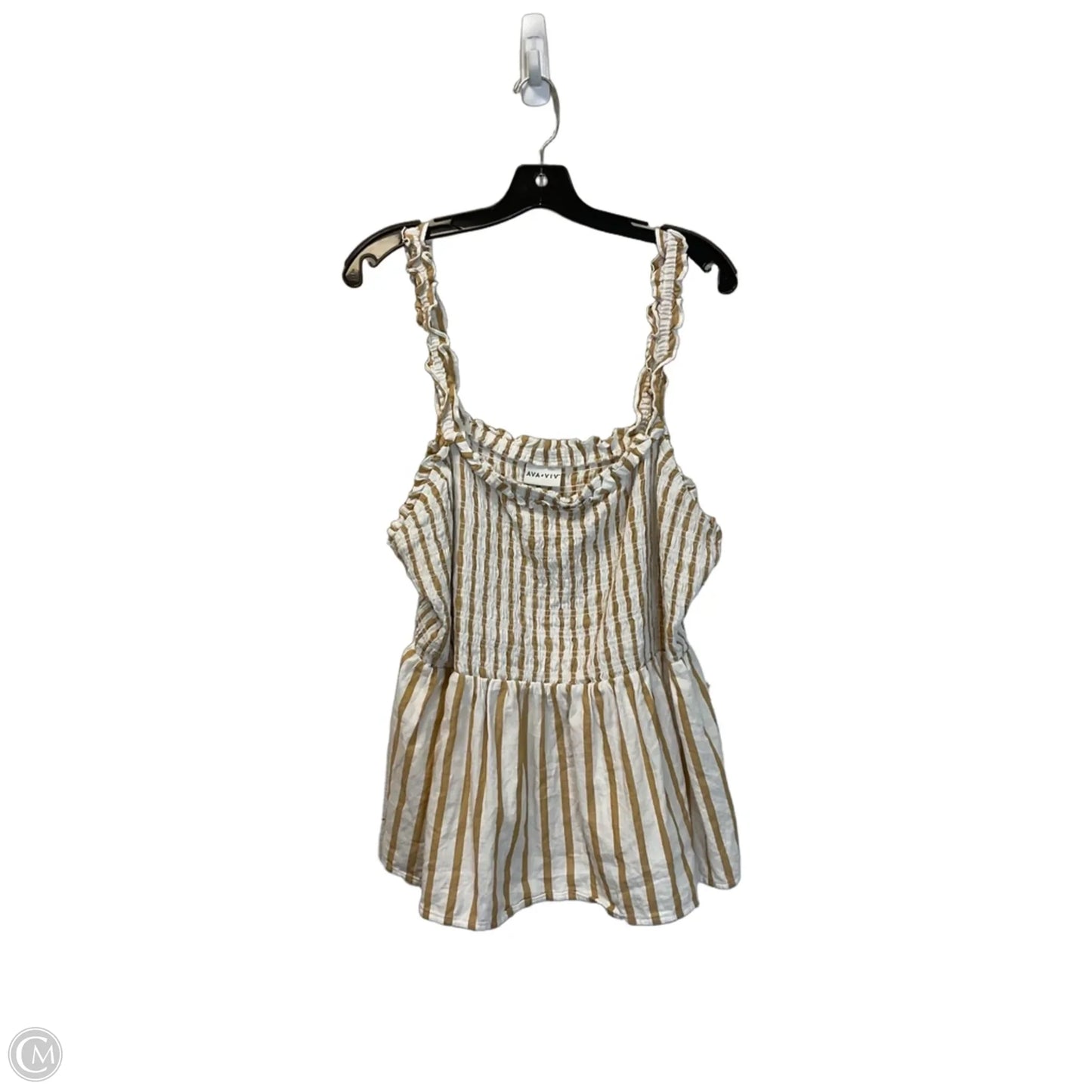 Top Sleeveless By Ava & Viv In Tan & White, Size: L