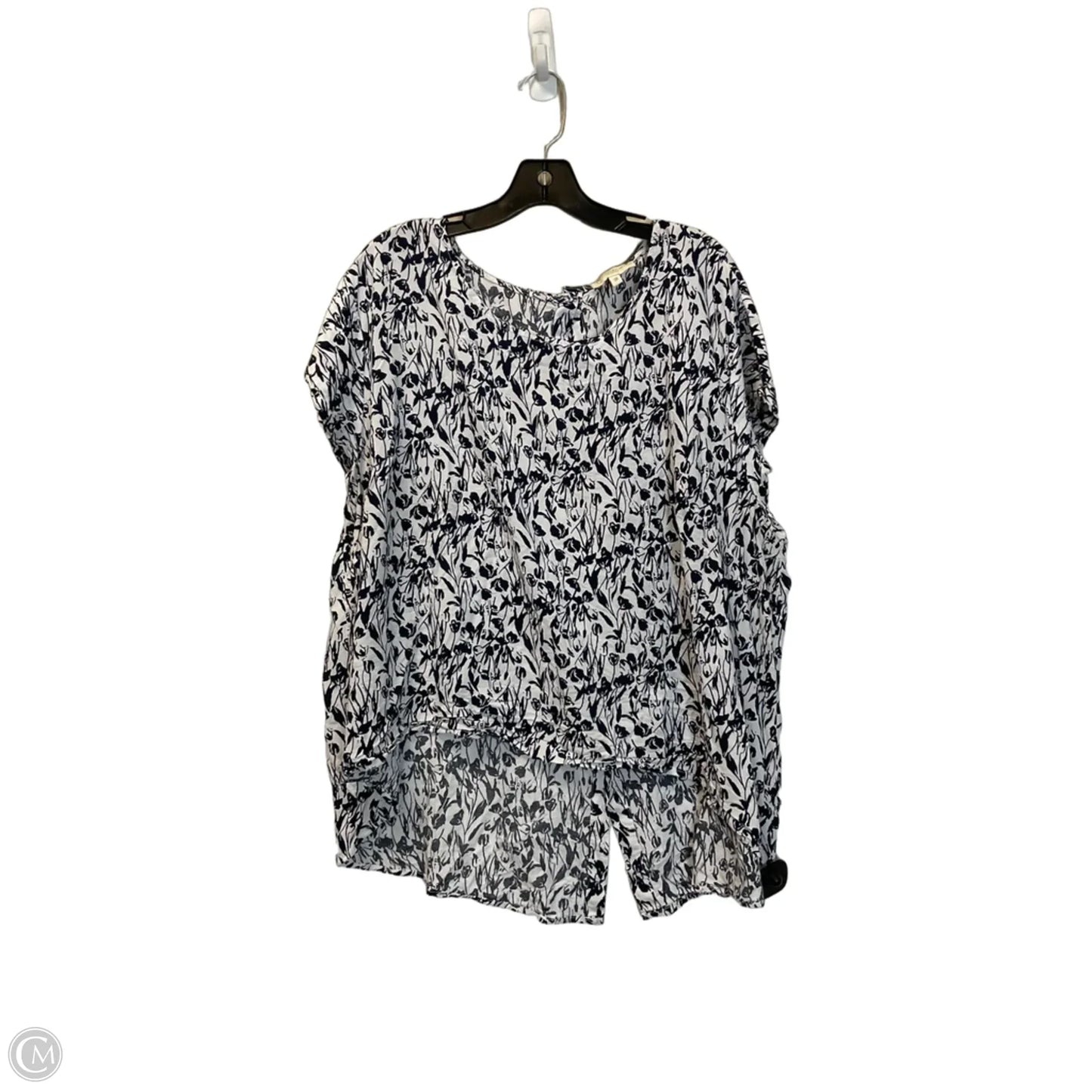 Top Short Sleeve By Cynthia Rowley In Blue & White, Size: 3x