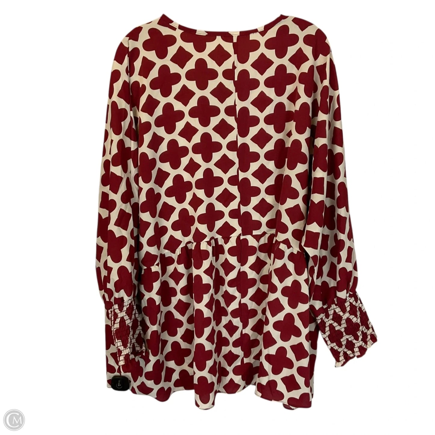 Top Long Sleeve By Chicsoul In Cream & Red, Size: 3x
