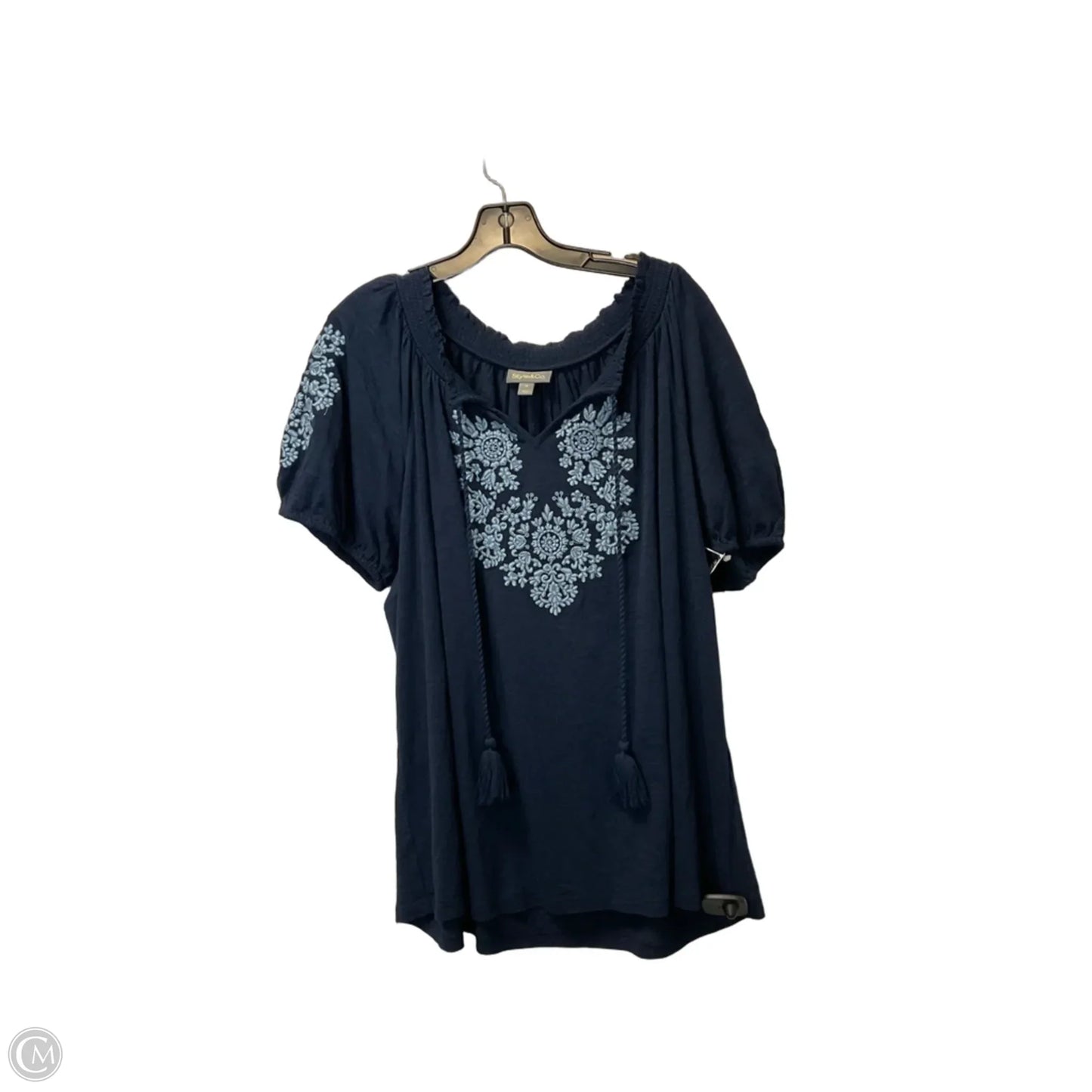 Top Short Sleeve By Style And Company In Navy, Size: 1x