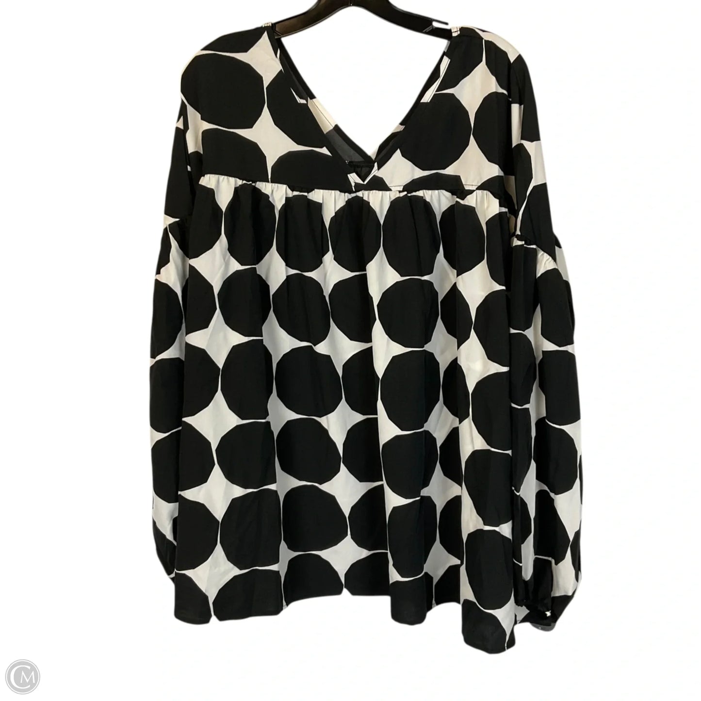 Top Long Sleeve By Chicsoul In Black & White, Size: 3x