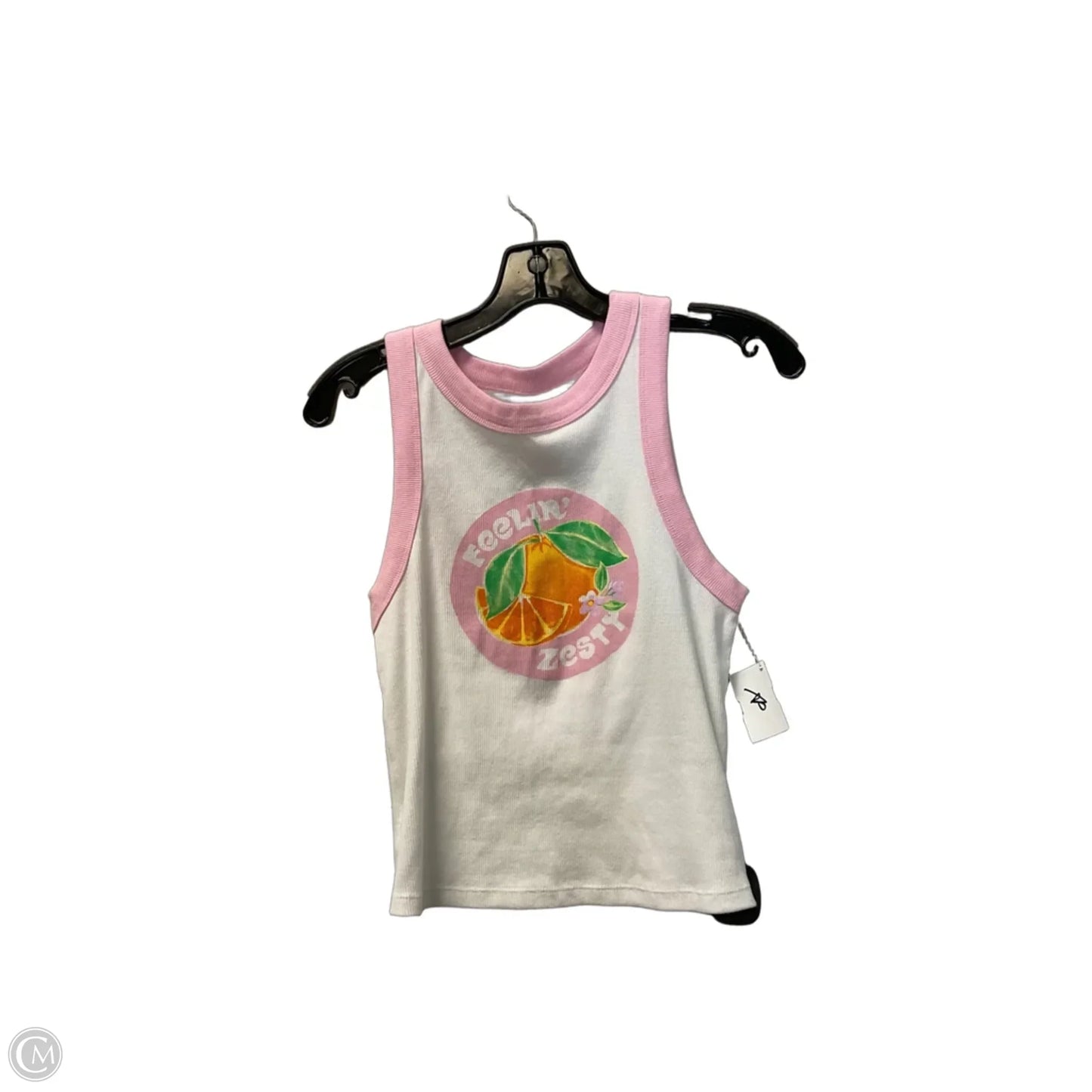 Top Sleeveless By Old Navy In Pink & White, Size: M