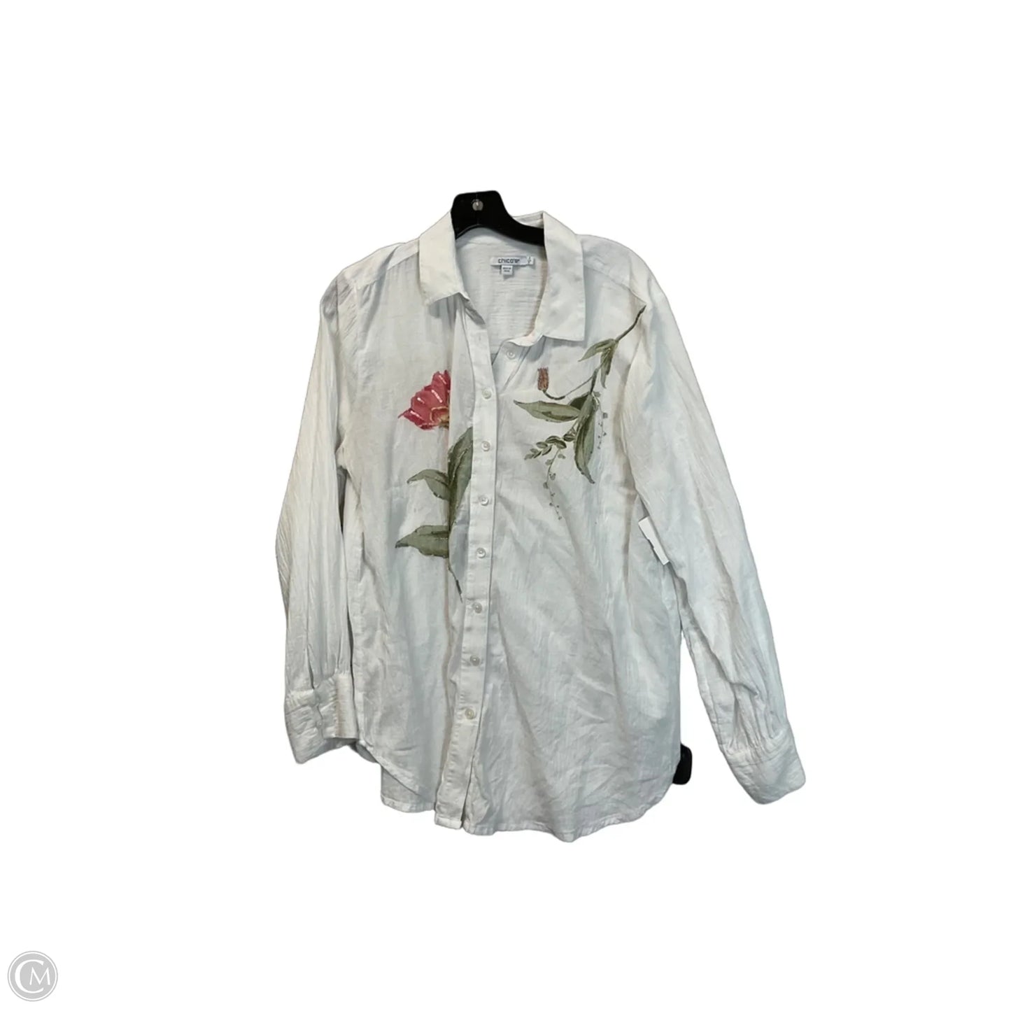 Top Long Sleeve By Chicos In White, Size: 12
