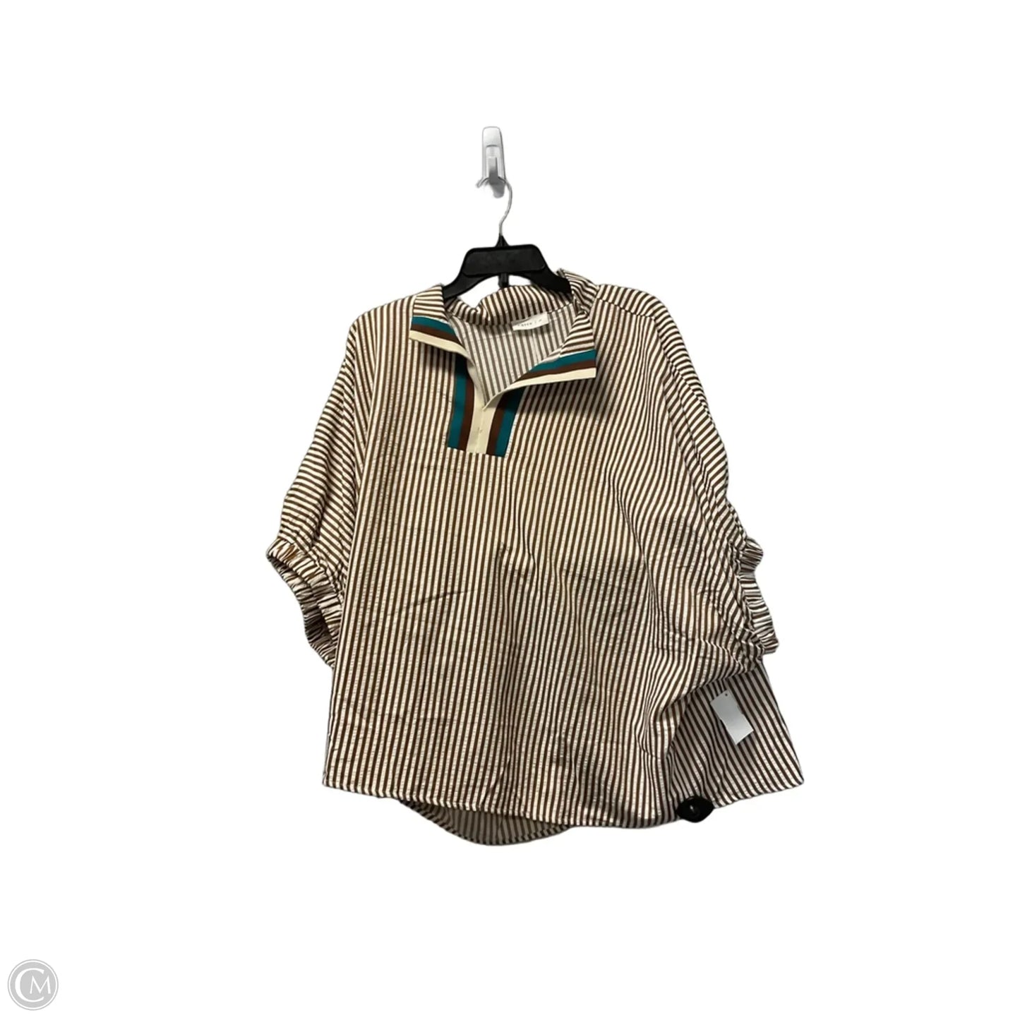 Top Short Sleeve By Entro In Brown & Cream, Size: 2x