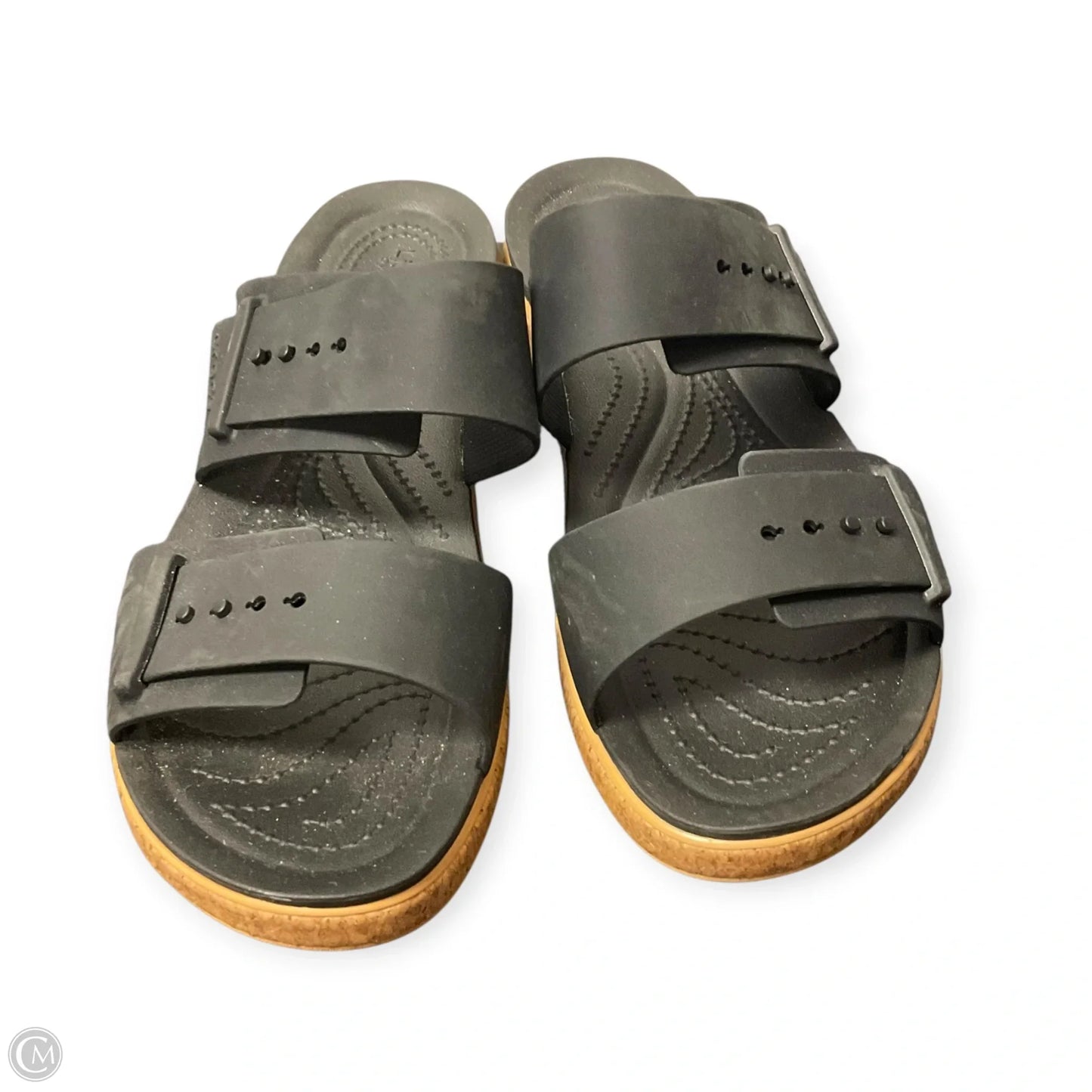 Sandals Flats By Crocs In Black, Size: 10