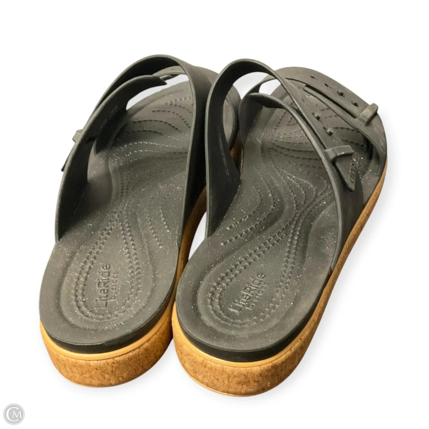 Sandals Flats By Crocs In Black, Size: 10