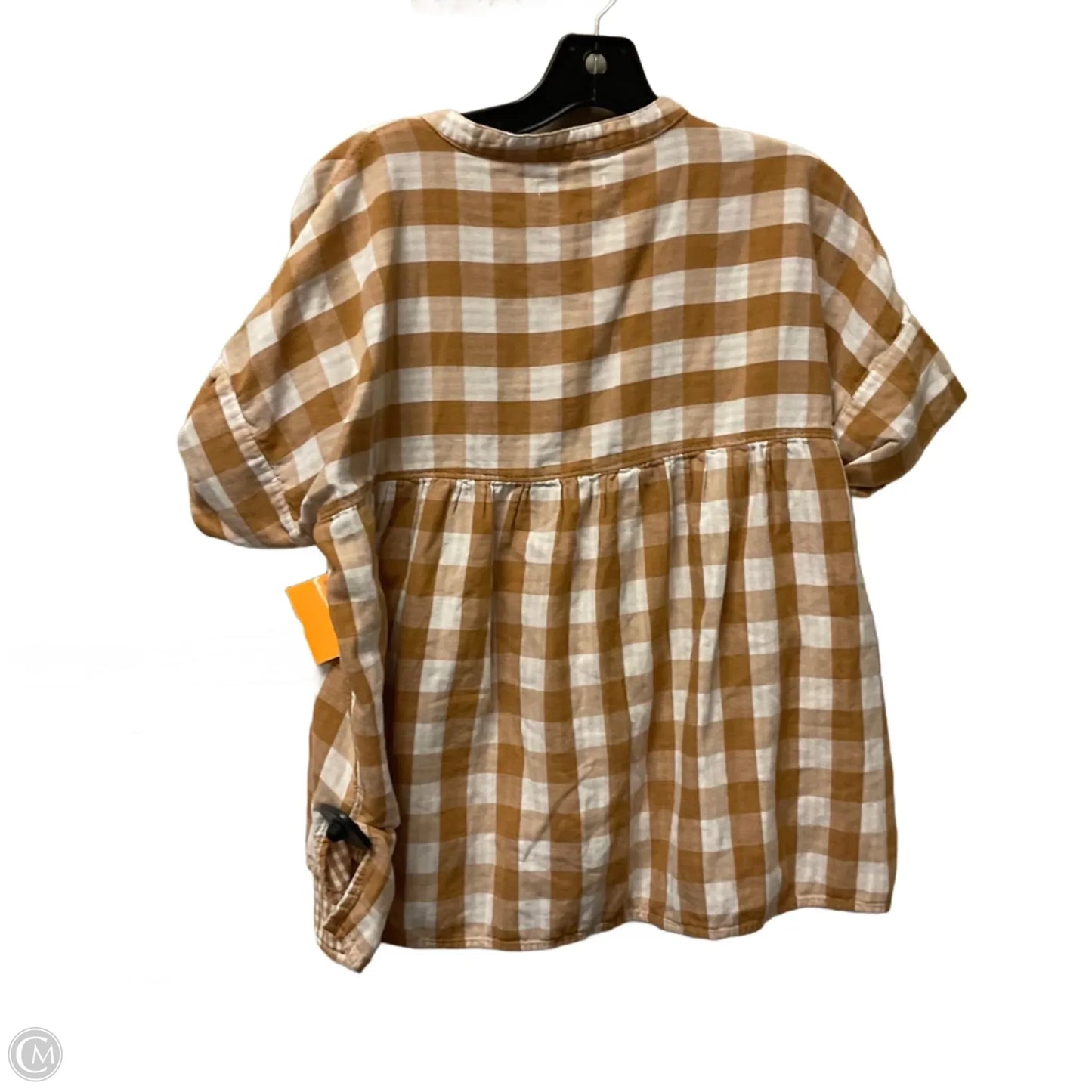 Top Short Sleeve By Madewell In Plaid Pattern, Size: S