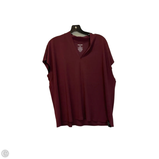 Top Short Sleeve By Nine West Apparel In Maroon, Size: Xxl