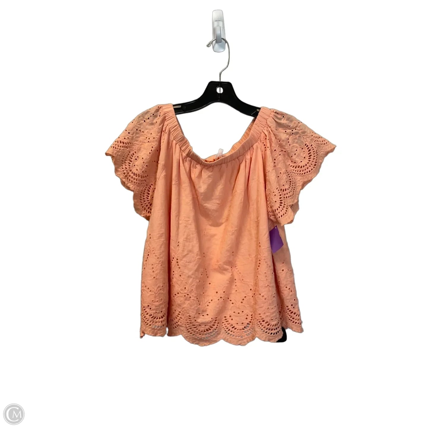 Top Short Sleeve By Tcec In Peach, Size: L