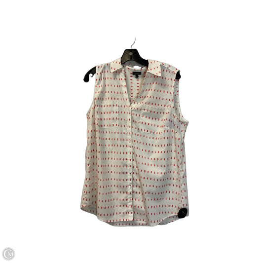 Top Sleeveless By Talbots In Cream & Red, Size: L