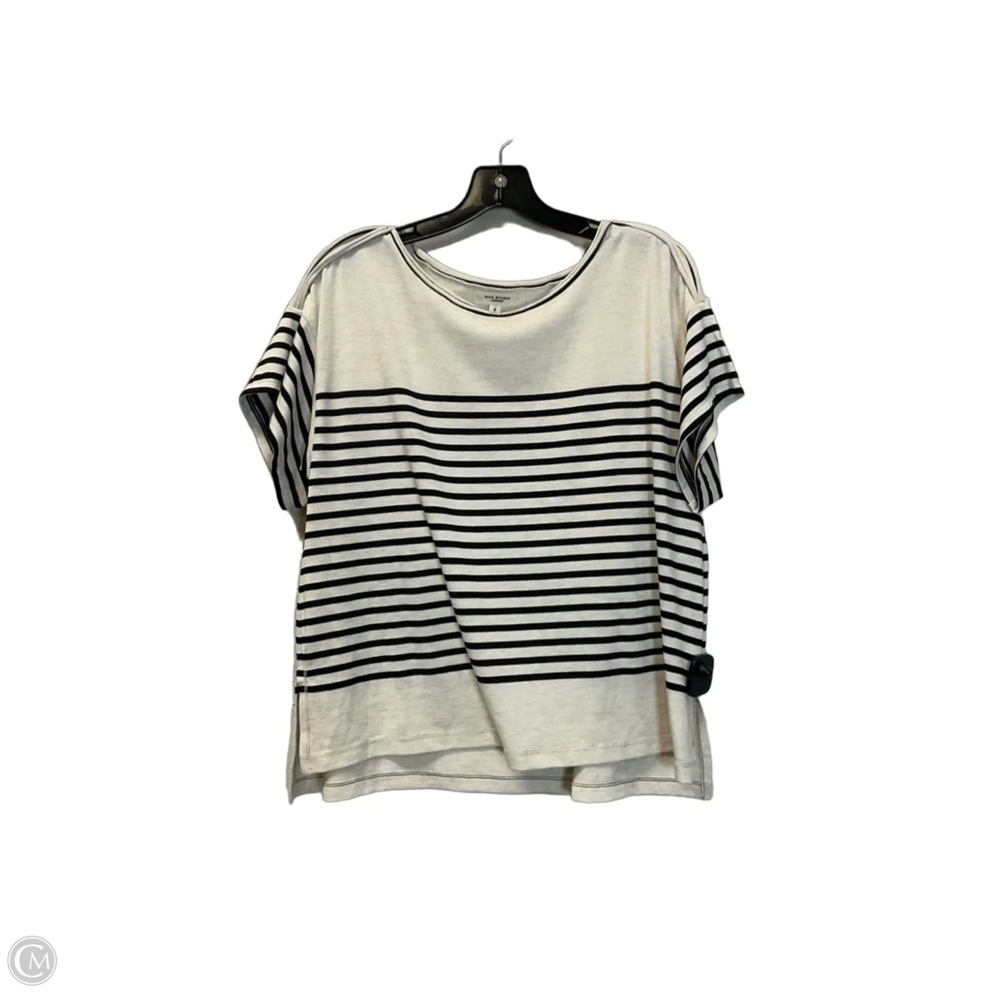 Top Short Sleeve By Max Studio In Black & Cream, Size: S