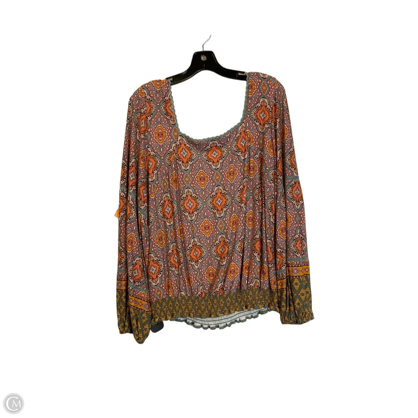Top Long Sleeve Basic By Democracy In Floral Print, Size: L