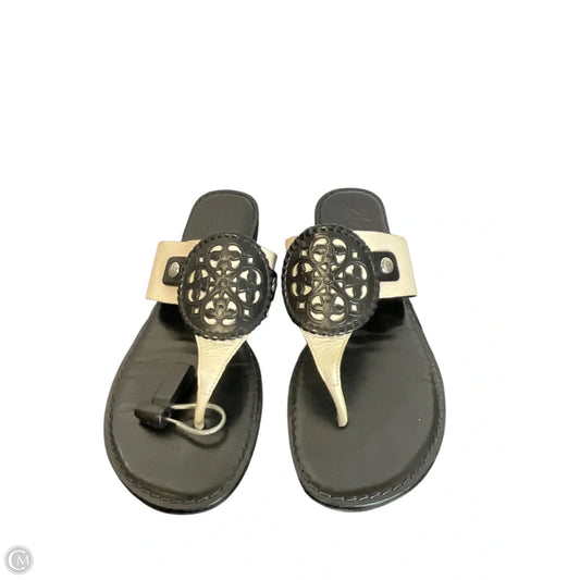 Sandals Flip Flops By Brighton In Black & Cream, Size: 10