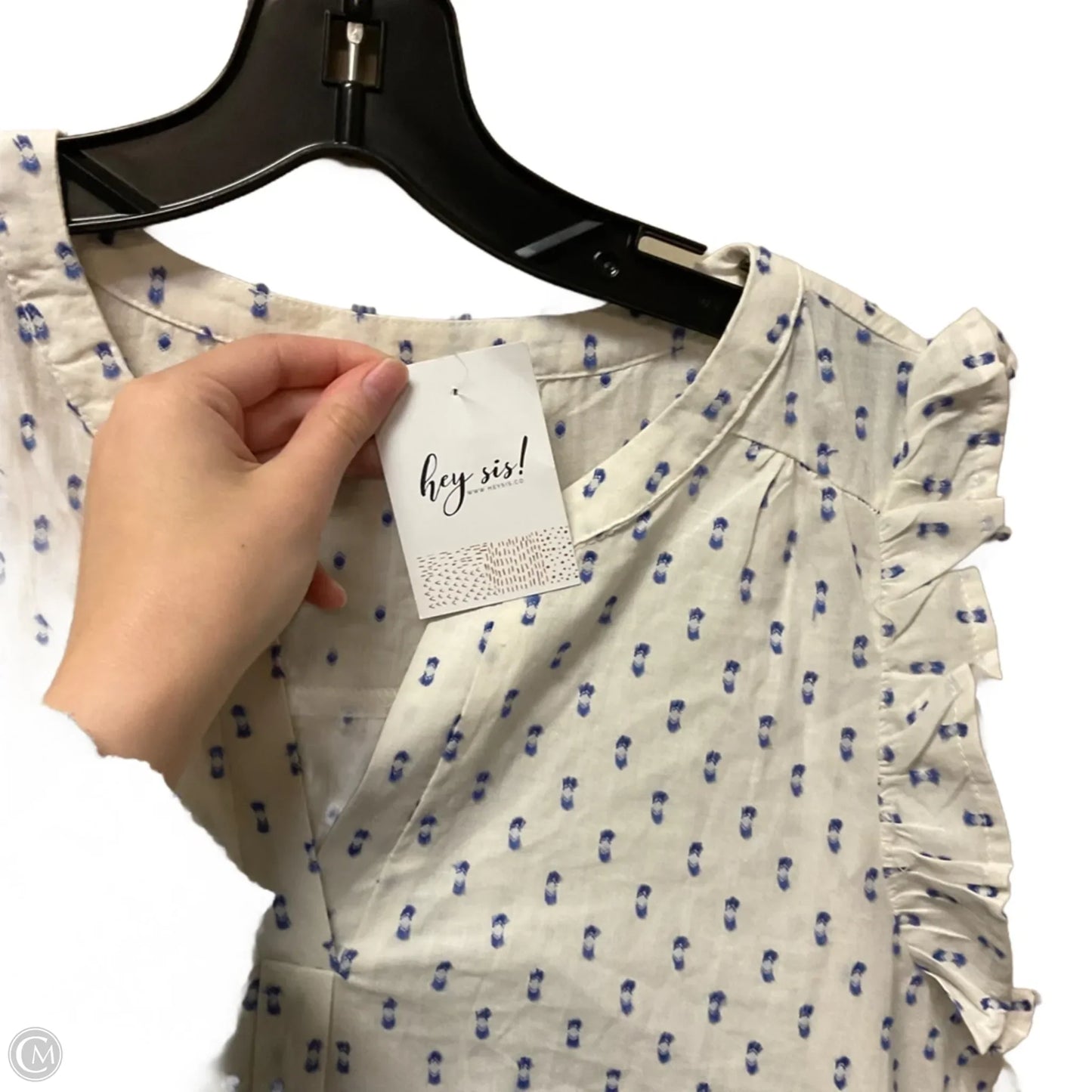 Top Sleeveless Basic By Mine In Blue & White, Size: L