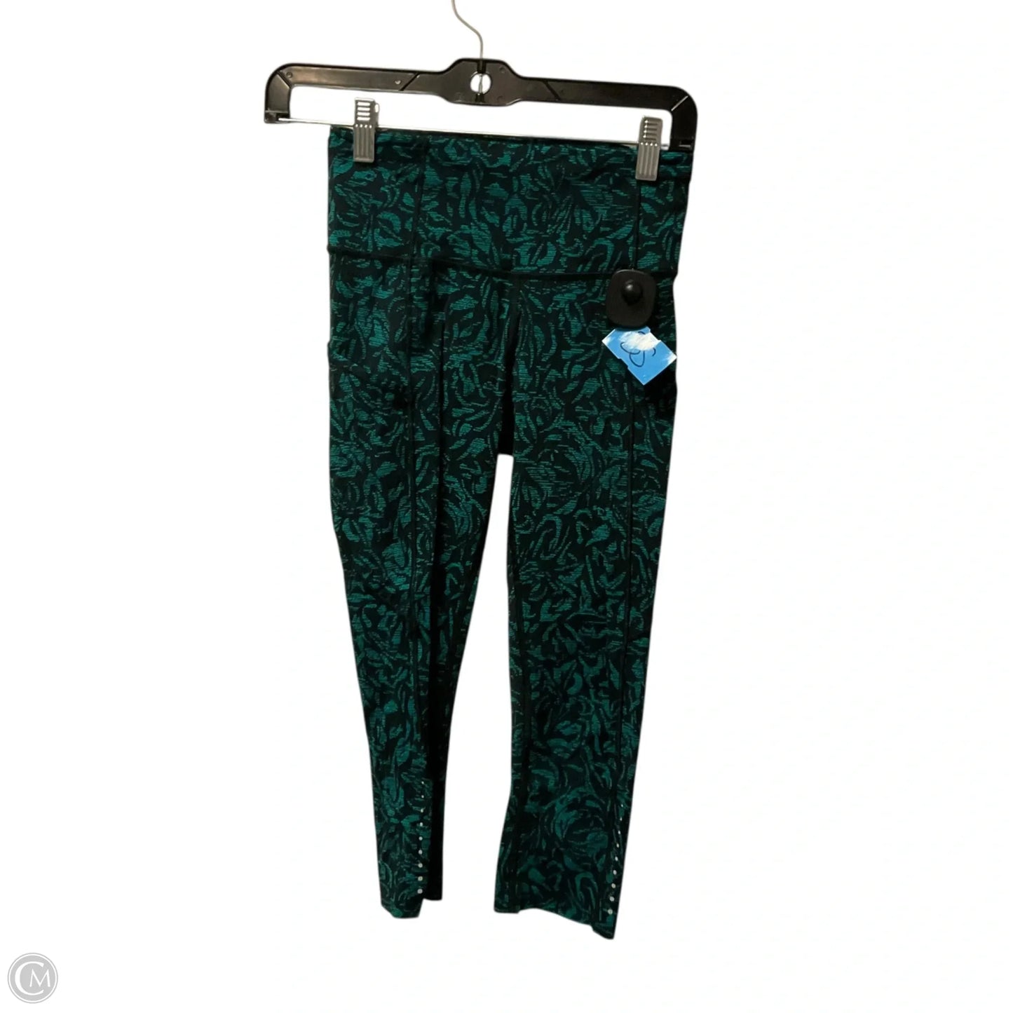 Athletic Capris By Lululemon In Black & Green, Size: 4