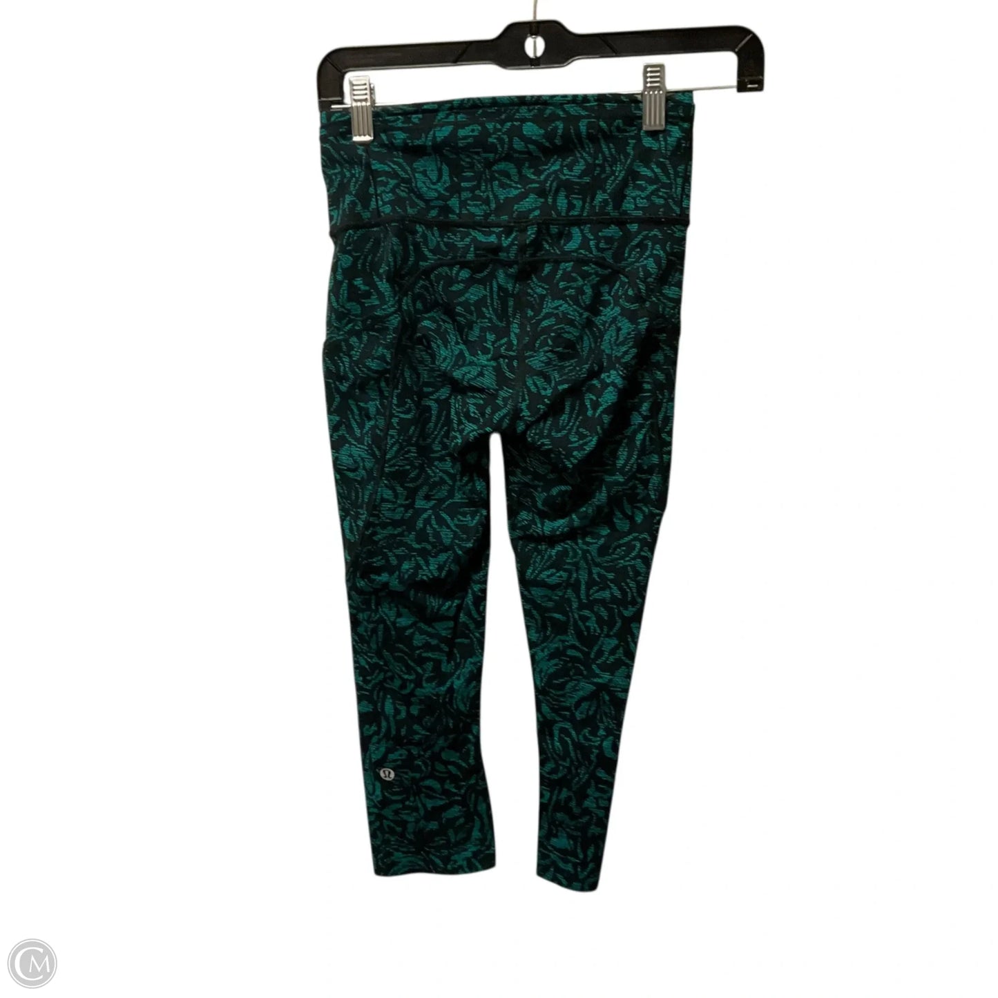 Athletic Capris By Lululemon In Black & Green, Size: 4