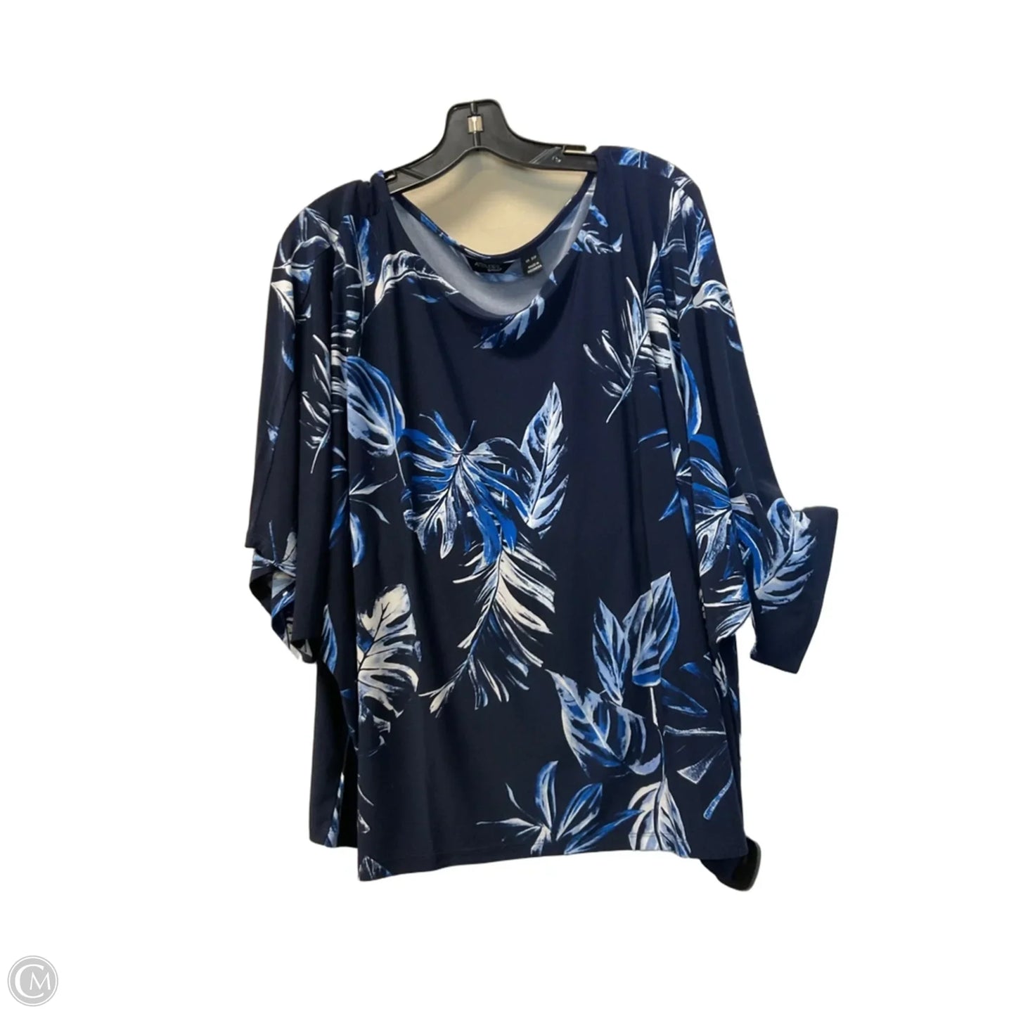 Top 3/4 Sleeve Basic By Clothes Mentor In Blue, Size: 2x