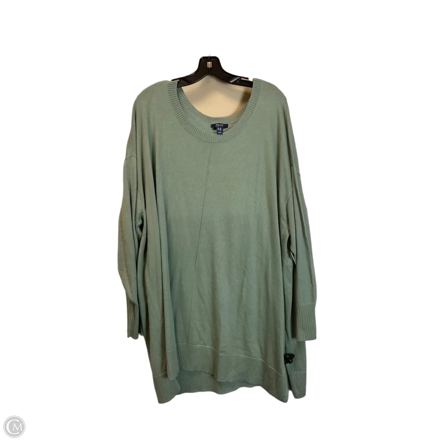 Top Long Sleeve Basic By D&co. In Green, Size: 2x