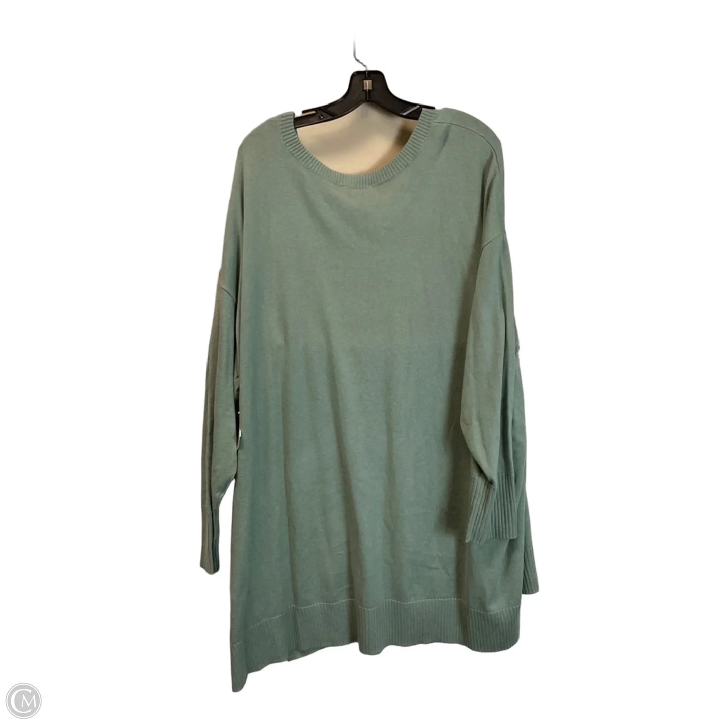 Top Long Sleeve Basic By D&co. In Green, Size: 2x