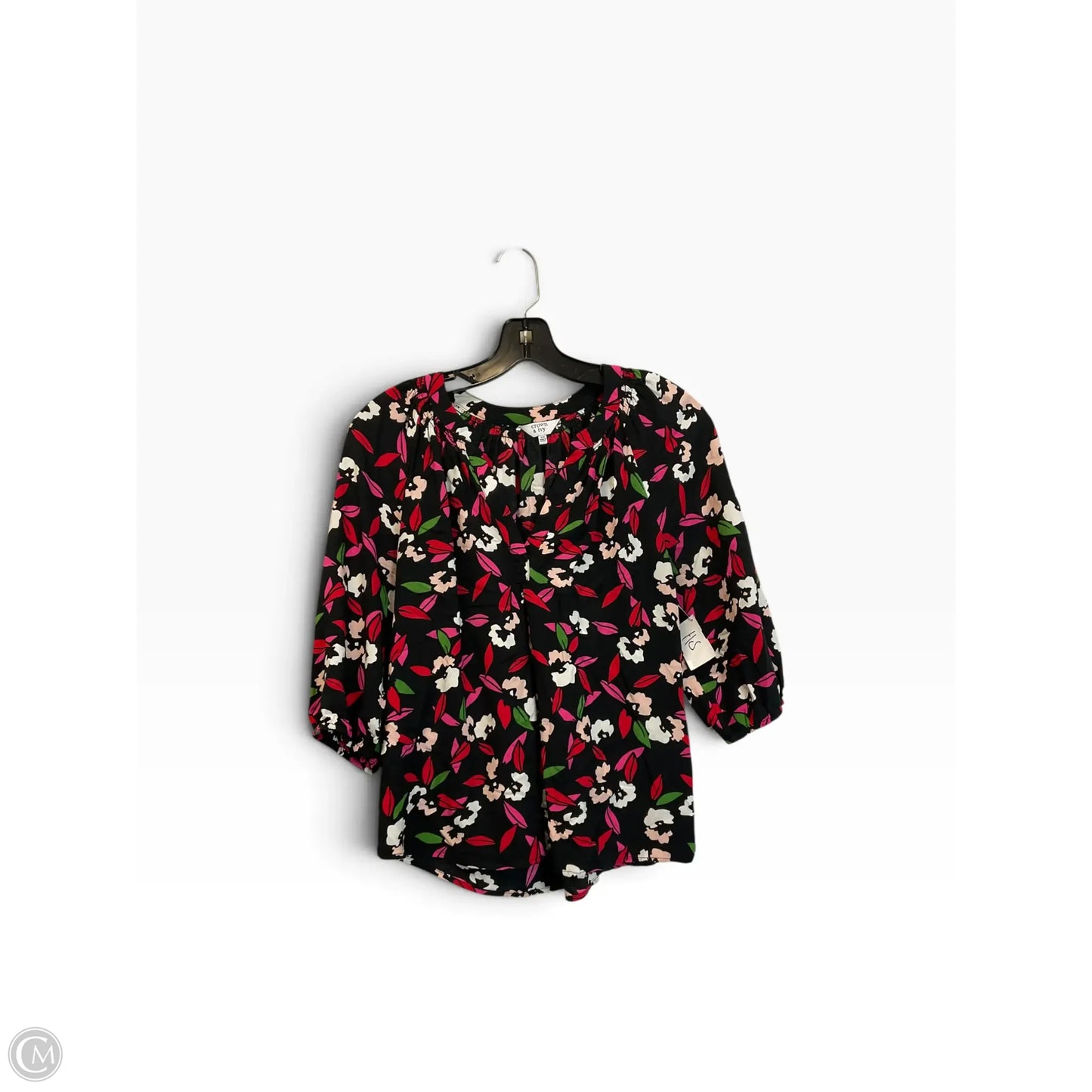Top 3/4 Sleeve Basic By Crown And Ivy In Floral Print, Size: Xs