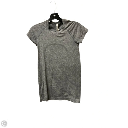 Athletic Top Short Sleeve By Lululemon In Grey, Size: 4