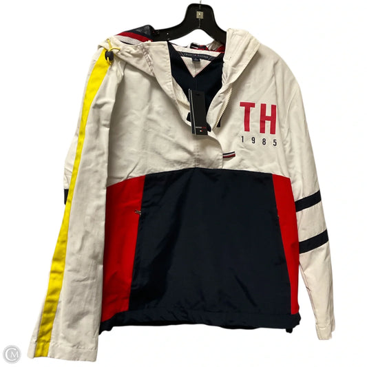 Jacket Puffer & Quilted By Tommy Hilfiger In Blue Red & White, Size: M