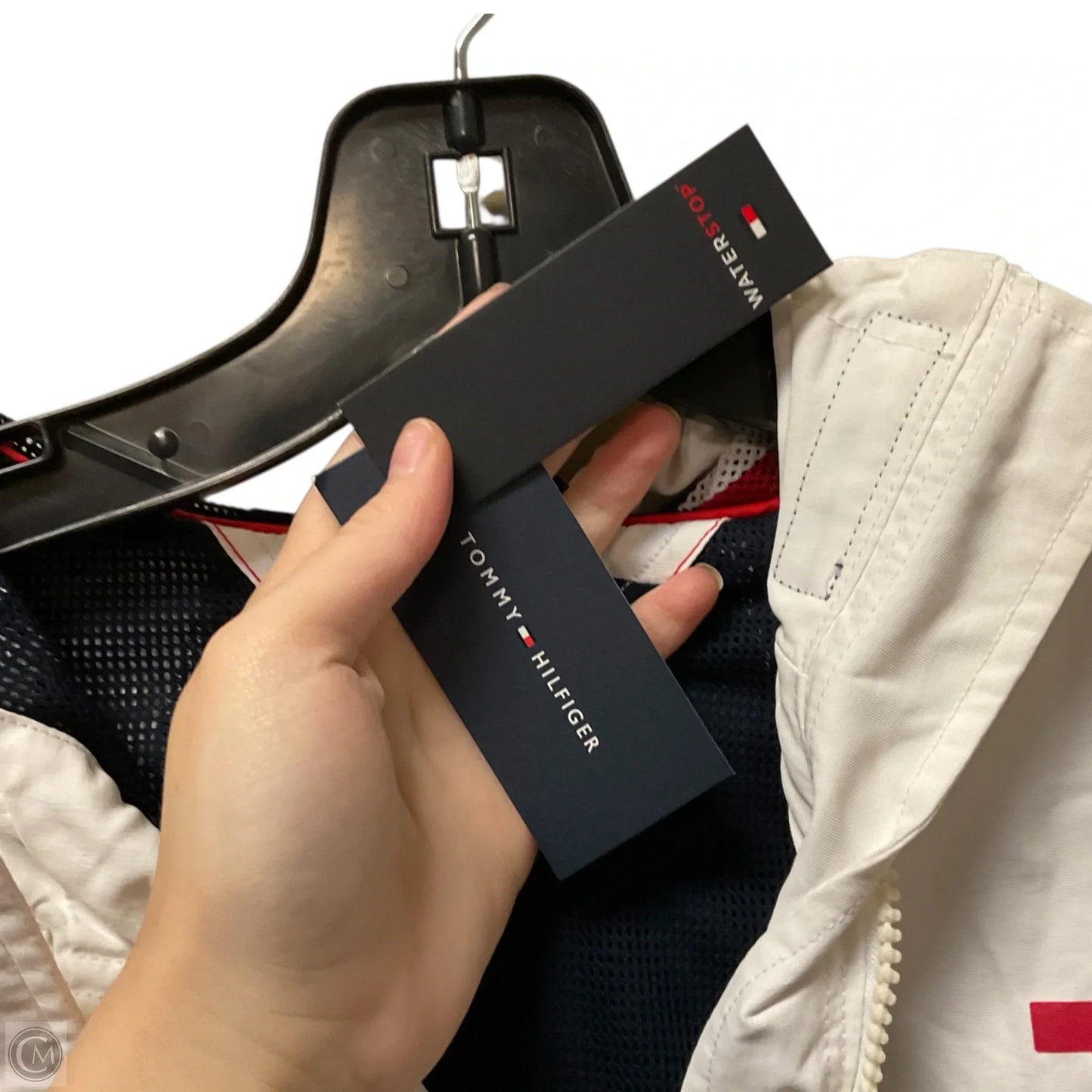 Jacket Puffer & Quilted By Tommy Hilfiger In Blue Red & White, Size: M