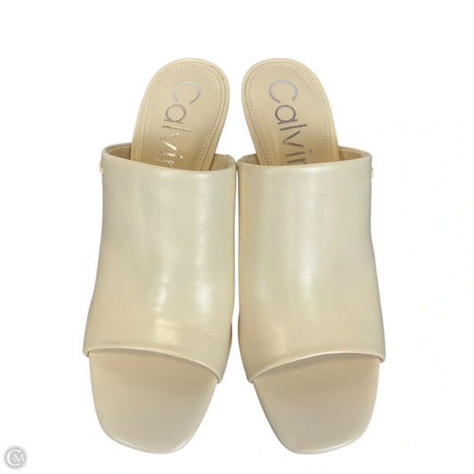 Sandals Heels Block By Calvin Klein In Cream, Size: 8
