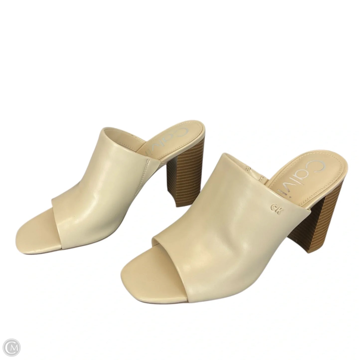 Sandals Heels Block By Calvin Klein In Cream, Size: 8