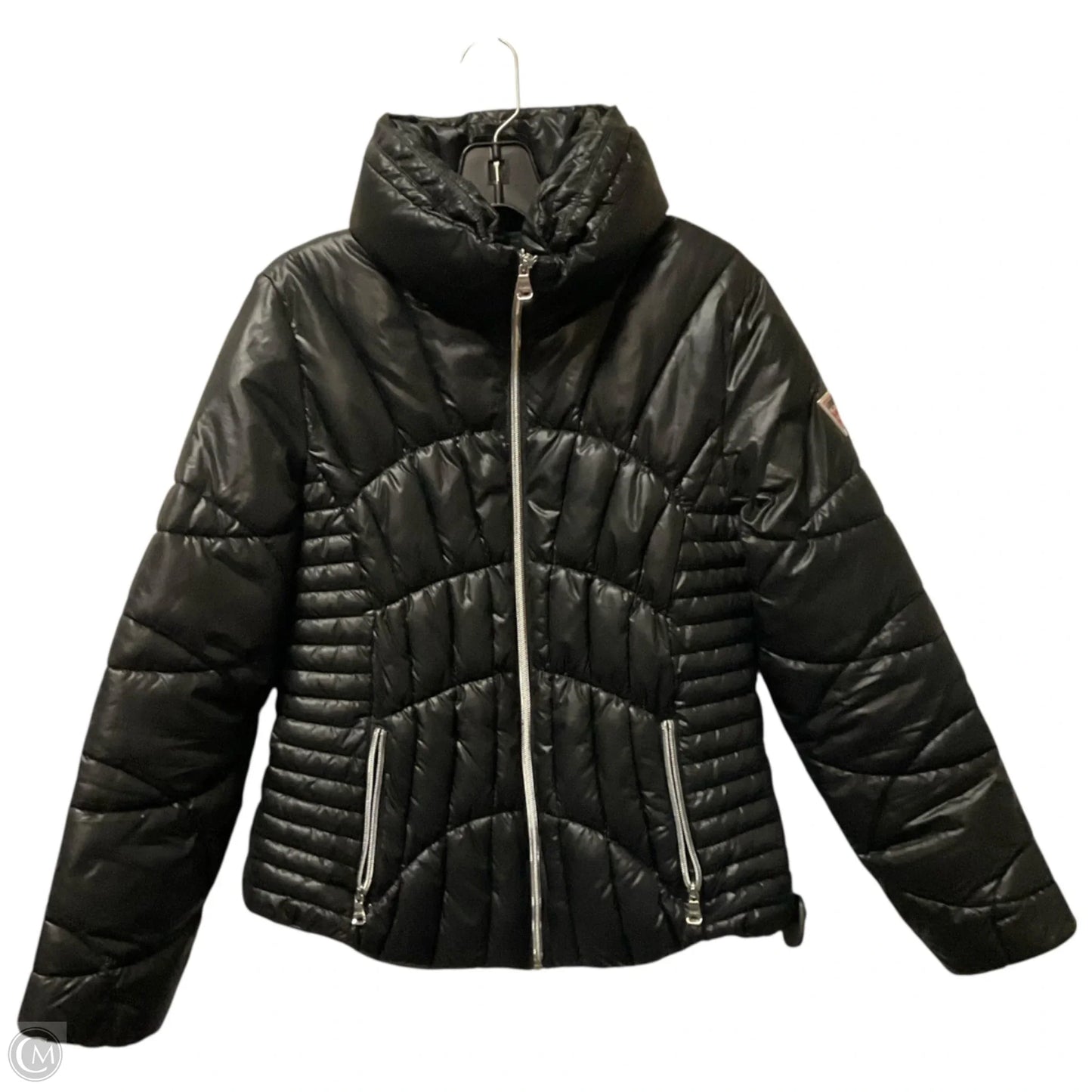 Jacket Puffer & Quilted By Guess In Black, Size: M