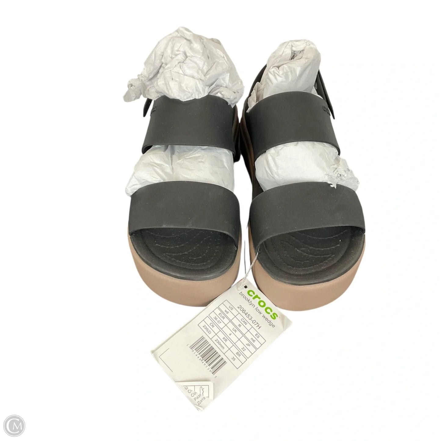 Sandals Flats By Crocs In Black, Size: 6