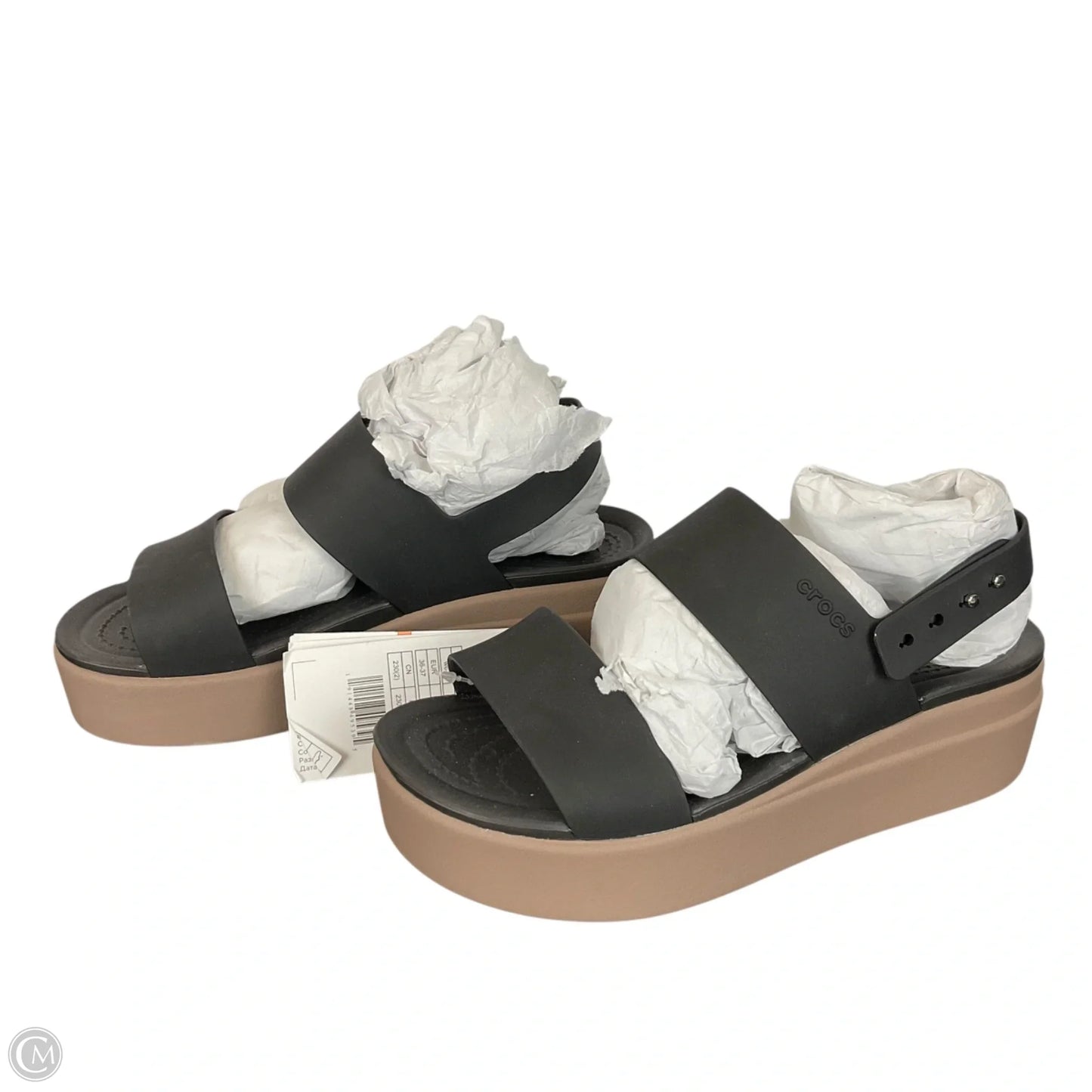 Sandals Flats By Crocs In Black, Size: 6