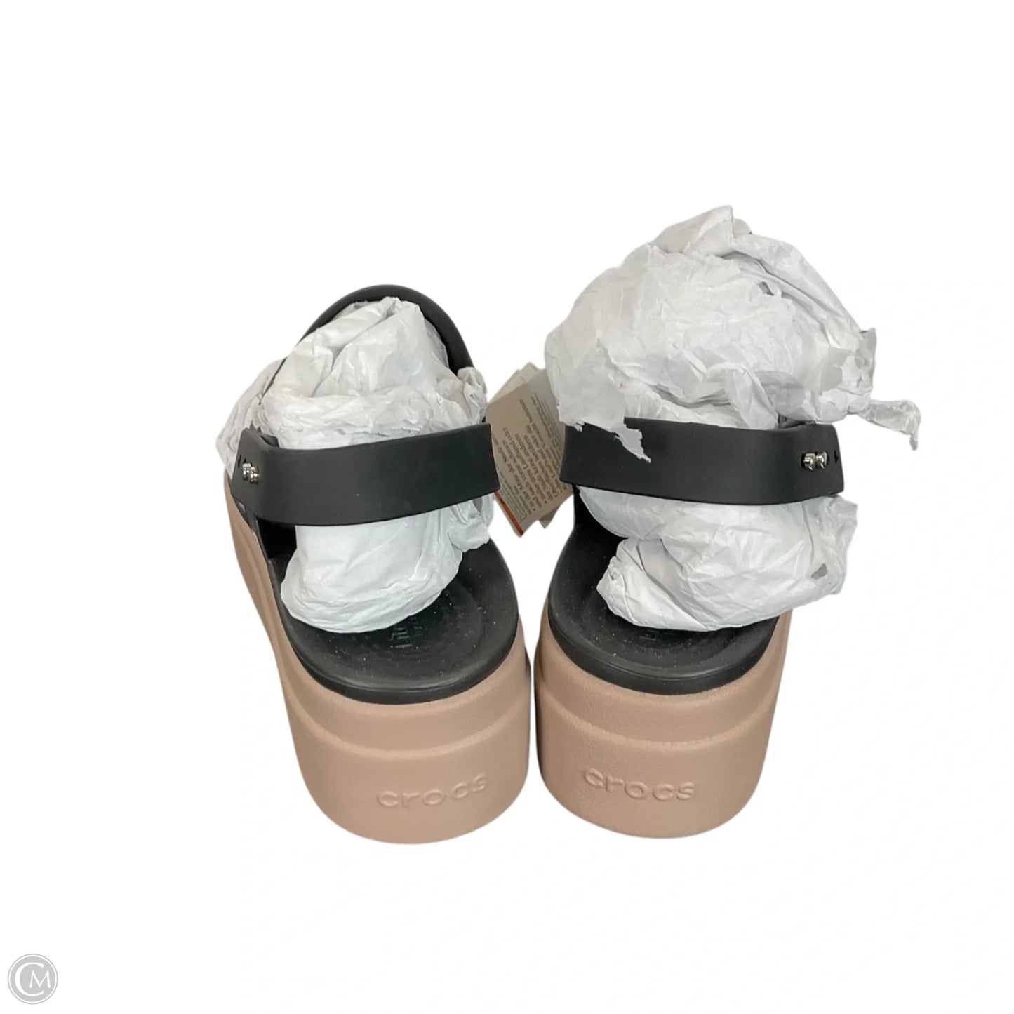 Sandals Flats By Crocs In Black, Size: 6