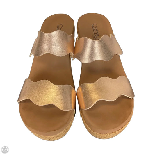 Sandals Heels Wedge By Corkys In Brown, Size: 9