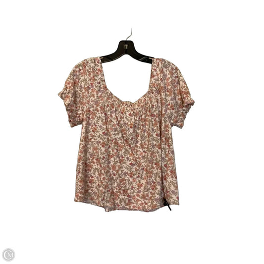 Top Short Sleeve By Lucky Brand In Floral Print, Size: L