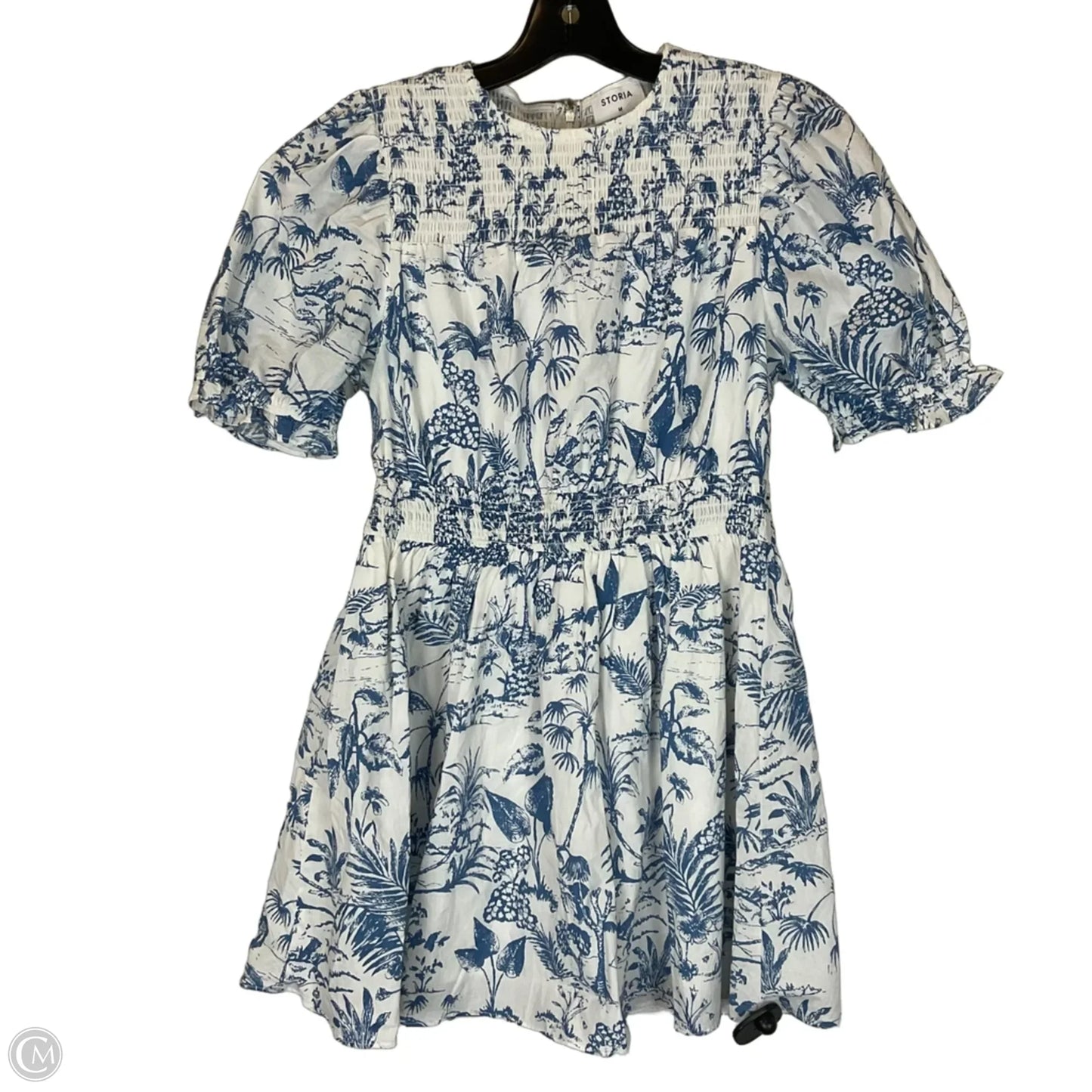 Dress Casual Short By Storia In Blue & White, Size: M