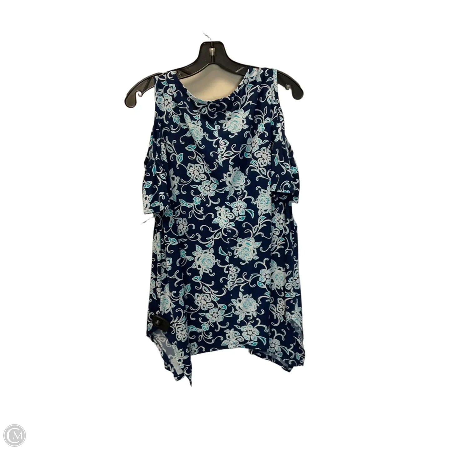 Top Short Sleeve By Sami & Jo In Blue & White, Size: Xl