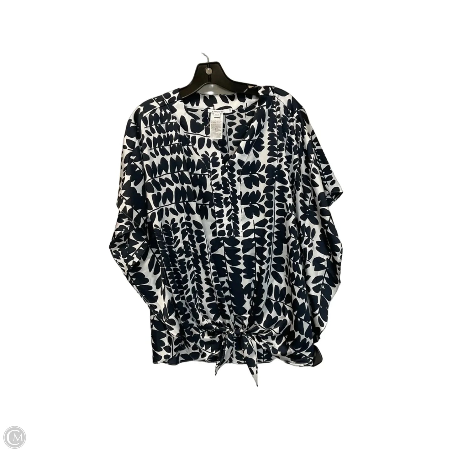 Top Short Sleeve By Chicos In Blue & White, Size: 6