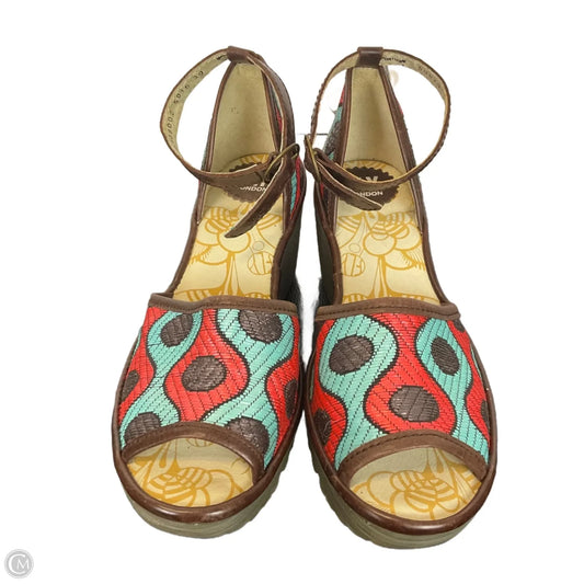 Sandals Heels Wedge By Fly London In Multi-colored, Size: 8.5