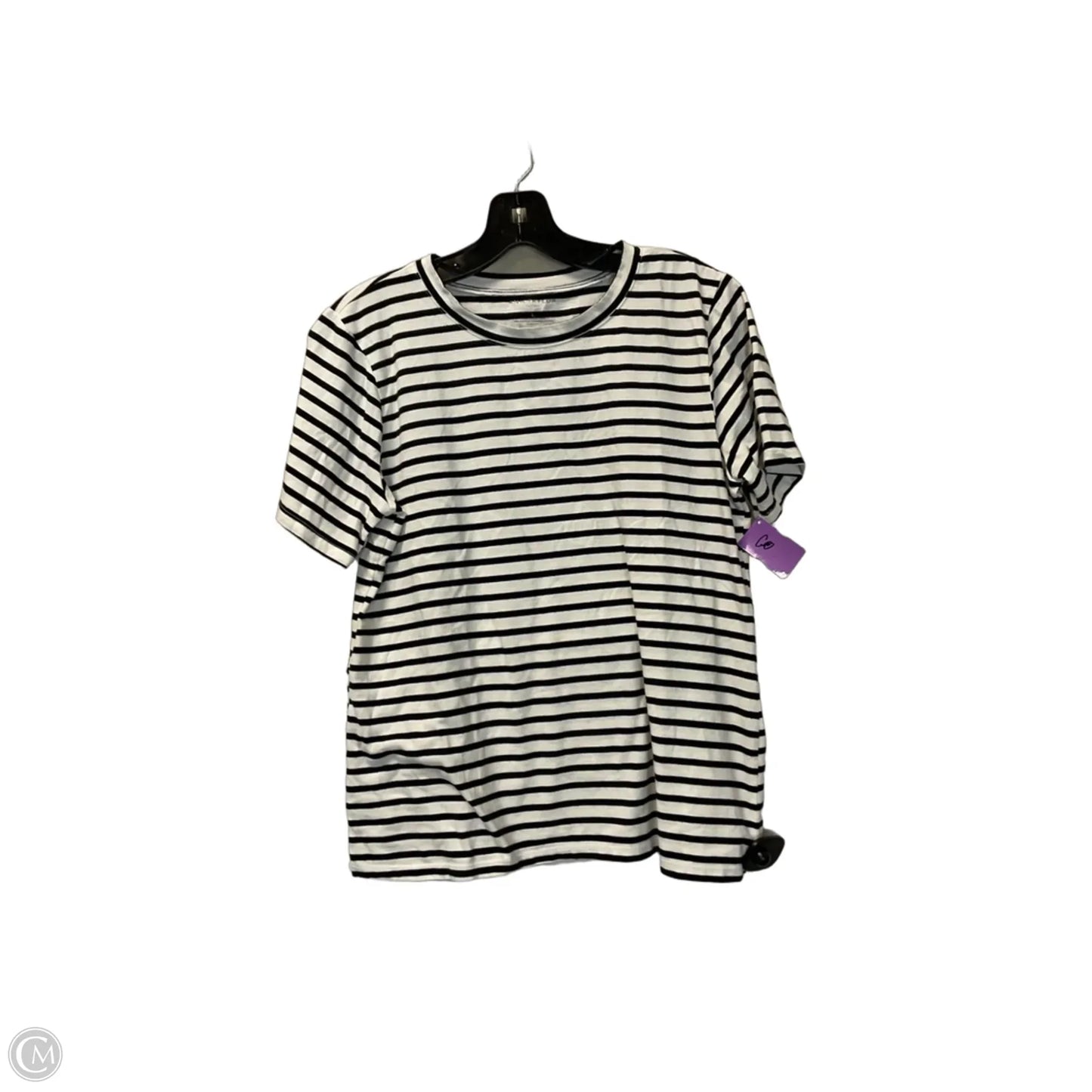 Top Short Sleeve Basic By Ann Taylor In Black & White, Size: L